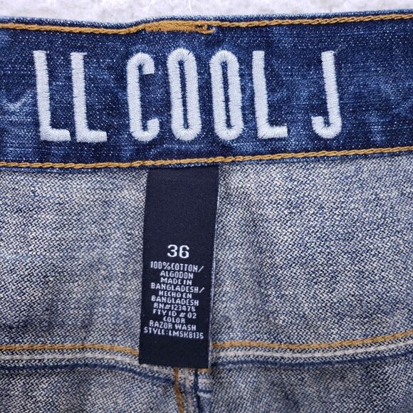 LL Cool J Jean Shorts Denim Cotton Mens SZ 36 Blue Straight VTG Baggy 90s Y2K - Picture 9 of 12